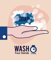 Kampagnenplakat zum Händewaschen mit Seife vektor