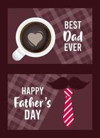 glad fars dag-kort med kaffekopp och hjärta vektor