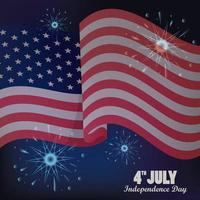 4. Juli USA Unabhängigkeitstag Feier mit Flagge und Feuerwerk vektor