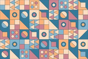 ein Retro-inspiriert abstrakt Vektor mit ein symmetrisch Anordnung von bunt geometrisch Formen, Erstellen ein nahtlos Muster Das Mischungen modern Kunst mit klassisch Design Elemente