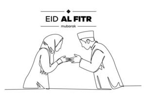 kontinuerlig ett linje teckning eid al-fitr begrepp. klotter vektor illustration.