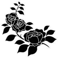 Silhouette schwarz Motiv Rose Blume Blühen Dekoration vektor