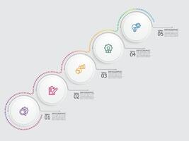 horisontell runda cirkel steg tidslinje infographic element Rapportera bakgrund med företag linje ikon 5 steg för några affärsrelaterade presentation eller offentliggörande vektor