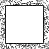 Hand gezeichnet Rahmen mit Vektor Pflanzen, Brunch von Blumen, skizzieren von Blätter, Kräuter, Gras, eingefärbt Silhouette von Blätter, einfarbig Illustration isoliert auf Weiß Hintergrund