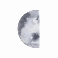 vattenfärg grå runda måne halv, planet vektor