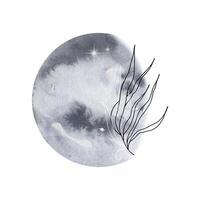 Aquarell Mond mit Blumen Strauß, mystisch vektor