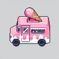 Pixel Kunst Illustration Eis Sahne Lieferwagen. pixelig Eis Sahne LKW. Eis Sahne van LKW. pixelig zum das Pixel Kunst Spiel und Symbol zum Webseite und Video Spiel. alt Schule retro. vektor