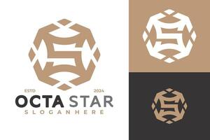 Brief s Achteck Star Logo Design Vektor Symbol Symbol Illustration