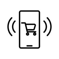 Benachrichtigung Einkaufen Handel zum online Verkauf Geschäft Geschäft Kaufen verkaufen Verkauf Lieferung Zahlung Markt Digital Wagen vektor