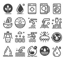 editierbar Vektor Pack von Wasser Symbole. Wasser Tropfen Symbol Satz. editierbar Vektor Pack von Wasser Linie Symbole. ein fallen von Wasser. Glas, Lupe, Waschen Hände, Dusche. Vektor Illustration