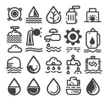 editierbar Vektor Pack von Wasser Symbole. Wasser Tropfen Symbol Satz. editierbar Vektor Pack von Wasser Linie Symbole. ein fallen von Wasser. Glas, Lupe, Waschen Hände, Dusche. Vektor Illustration