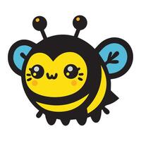söt vänlig bi. tecknad serie Lycklig flygande bi med stor snäll ögon. insekt karaktär. vektor isolerat på vit