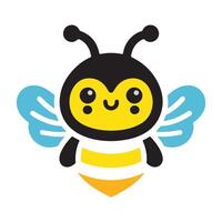 süß freundlich Biene. Karikatur glücklich fliegend Biene mit groß nett Augen. Insekt Charakter. Vektor isoliert auf Weiß