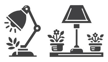 Tabelle Lampe Satz. Lampe Silhouetten. Schreibtisch Lampe Symbol. isoliert auf ein Weiß Hintergrund vektor