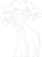 skog giraff översikt silhuett vektor