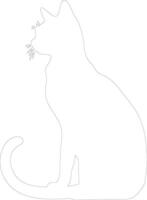 orientalisk bicolor katt översikt silhuett vektor