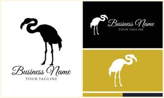 Silhouette Storch Flamingo Logo Vorlage vektor