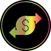 Geld Transfer Glyphe fällig Farbe Symbol vektor