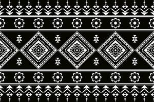geometrisch nahtlos ethnisch Muster schwarz und Weiß Farbe. geometrisch ethnisch Muster können Sein benutzt im Stoff Design zum Kleidung, Verpackung, Textil, Stickerei, Teppich, Stammes- Muster vektor