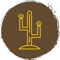 kaktus linje cirkel gul ikon vektor