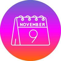 9:e av november linje lutning cirkel ikon vektor