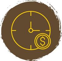 tid är pengar linje cirkel gul ikon vektor