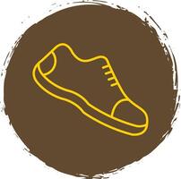 löpning skor linje cirkel gul ikon vektor
