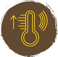 smart temperatur linje cirkel gul ikon vektor