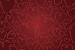 vektor kärlek hjärta mönster, vektor hand dragen hjärtans dag mönster, hjärtans dag bakgrund.