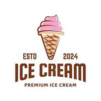 Eis Sahne Logo Design. Eis Sahne Geschäft Logo Abzeichen und Etiketten, Gelateria Zeichen. vektor