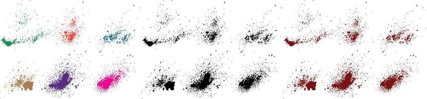 blodig stänka ner hand dragen vektor stänka ner röd, orange, grön, lila, vete, svart Färg blod måla borsta stroke isolerat bakgrund uppsättning