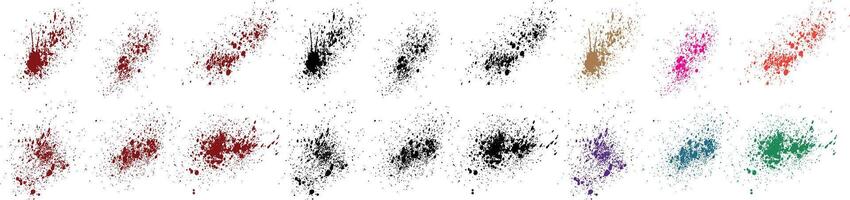 uppsättning av realistisk vete, lila, orange, röd, grön, svart Färg blödning stänka ner bläck vektor färga