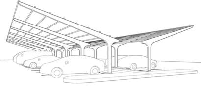 3d Illustration von Parkplatz Menge vektor