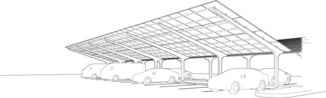 3d Illustration von Parkplatz Menge vektor