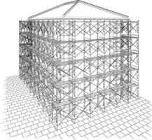 3d illustration av byggnad och konstruktion vektor