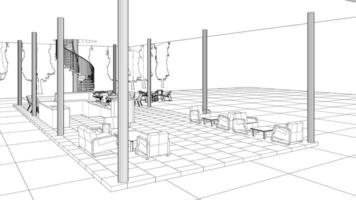 3D-Darstellung des Cafés vektor