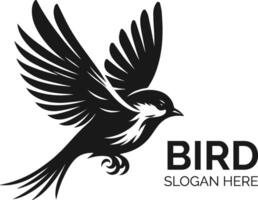 elegant schwarz und Weiß Illustration von ein Vogel im Flug mit Flügel Verbreitung breit vektor