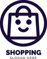 modern Einkaufen Tasche Logo Design mit Slogan Platzhalter im minimalistisch Stil vektor