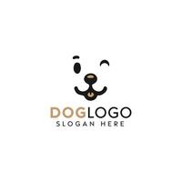 minimalistisk hund ansikte logotyp design med lekfull uttryck och anpassningsbar slogan vektor