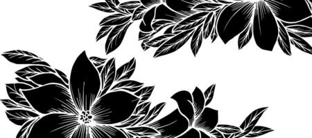 svart blomma blomma dekorativ broschyr design bakgrund vektor