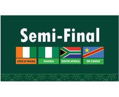 semifinaler flaggor emblem afrikansk nationer 2023 lag länder afrikansk fotboll symbol logotyp design vektor illustration