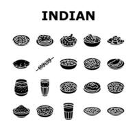 indisk kök mat curry ikoner uppsättning vektor