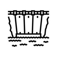 Damm Struktur Wasserkraft Leistung Linie Symbol Vektor Illustration