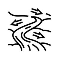 flod strömma vattenkraft kraft linje ikon vektor illustration
