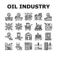 olja industri fabrik gas växt ikoner uppsättning vektor