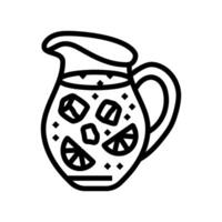 Sangria Krug Spanisch Küche Linie Symbol Vektor Illustration