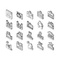 bil fabrik produktion samling isometrisk ikoner uppsättning vektor