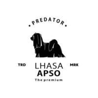 årgång retro hipster lhasa apso logotyp vektor översikt silhuett konst ikon