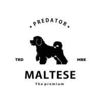 årgång retro hipster maltese logotyp vektor översikt silhuett konst ikon