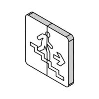 Treppe oben Evakuierung Notfall isometrisch Symbol Vektor Illustration